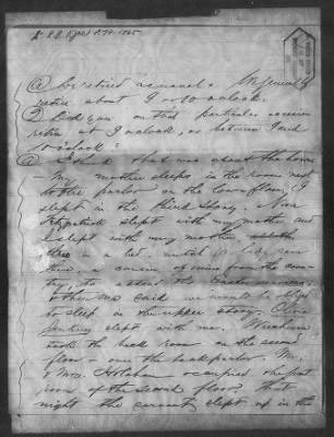 Letters received and Statements of Evidence collected by the Military Commission, pages 70-104 AND Letters received by Col. H. L. Burnett with Endorsements, May 9,-Jun 9, 1865