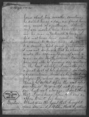 Letters received and Statements of Evidence collected by the Military Commission, pages 70-104 AND Letters received by Col. H. L. Burnett with Endorsements, May 9,-Jun 9, 1865