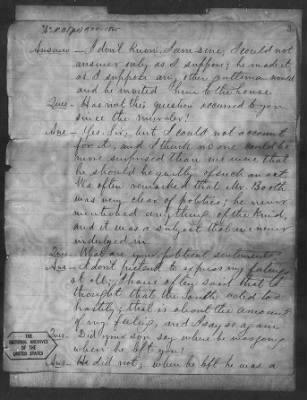 Letters received and Statements of Evidence collected by the Military Commission, pages 70-104 AND Letters received by Col. H. L. Burnett with Endorsements, May 9,-Jun 9, 1865