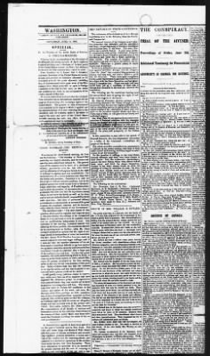 Issues of the Daily National Intelligencer, May 16-Jun 30, 1865 AND Miscellaneous Records Relating to the Court-Martial