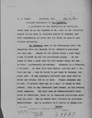 Old German Files, 1909-21 > Prof. Schwartz (#8000-69927)