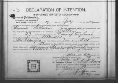 Aikman, Alexander > Declaration of Intention (1892)