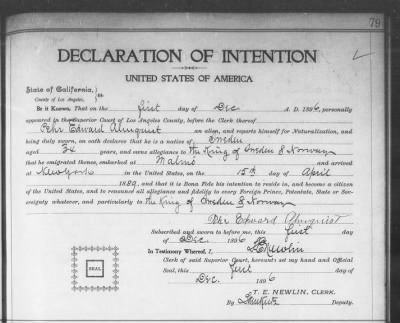 Almquist, Pehr Edward > Declaration of Intention (1896)