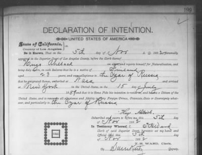 Thumbnail for Aheback, Hugo > Declaration of Intention (1892)