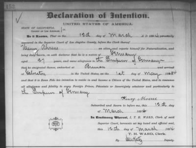 Thumbnail for Ahrens, Henry > Declaration of Intention (1894)