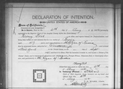 Thumbnail for Tovb, Henry > Declaration of Intention (1892)