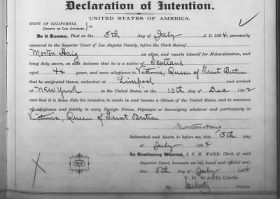 Thumbnail for Haig, Morton > Declaration of Intention (1894)