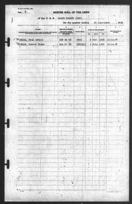 Thumbnail for Muster Rolls > 30-Sep-1939