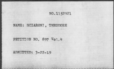 [Illegible] > SCIARONI, THEODORE