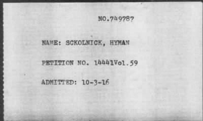 [Illegible] > SCKOLNICK, HYMAN