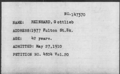 1910 > REINHARD, Gottlieb