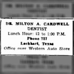 Milton A Cardwell 1943 Dentistry Ad.JPG