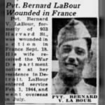 PVT Bernard V Labour---Democrat and Chronicle_Rochester NY_11 Oct 1944_Bernard V LaBour injured in France.JPG